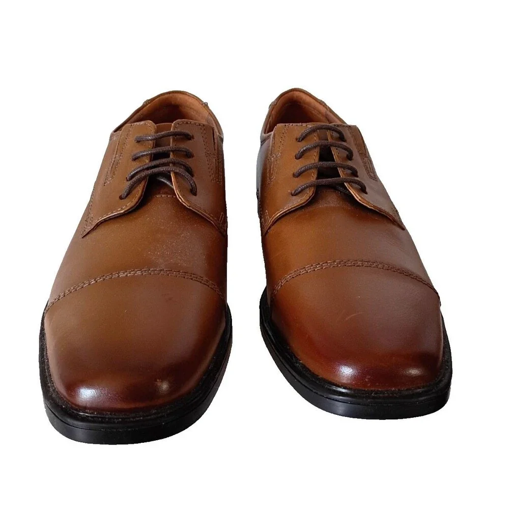 Clarks Brown Tilden Cap Toe Leather Oxford Dress Shoes 7.5M NEW